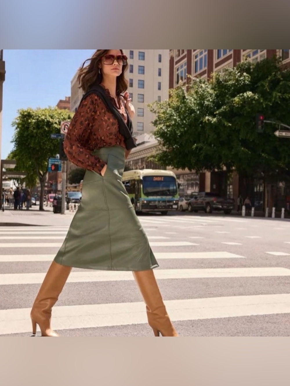 Cabi Kick It Midi Skirt In Moss Green Sz 2